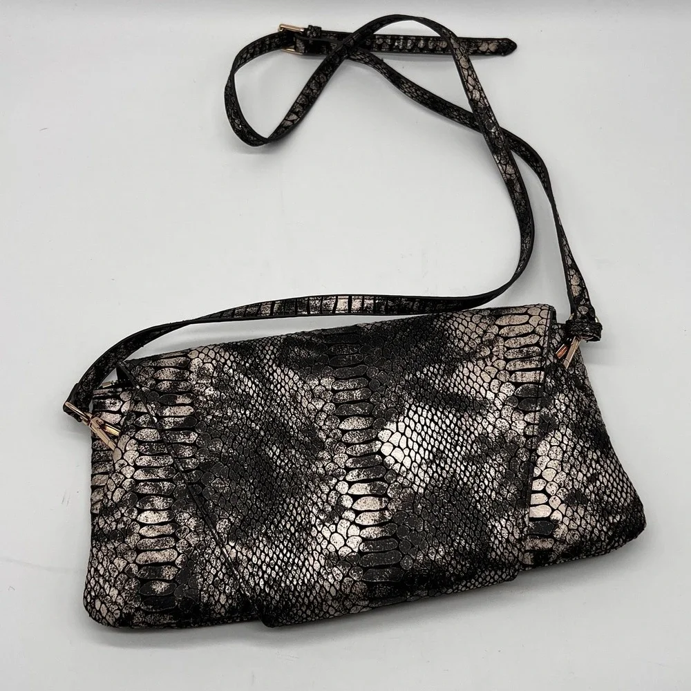 URBAN EXPRESSIONS Metallic Python Print Envelope Bag Foldover Shoulder Purse
